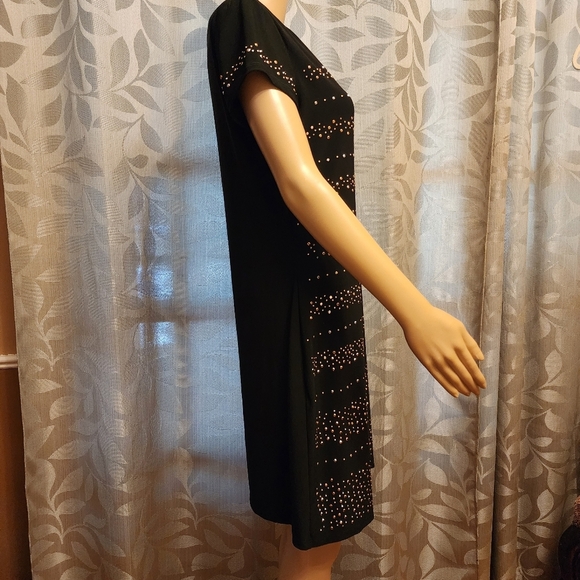 White House Black Market Black Studded Short Sleeve Dress Size M - Picture 3 of 12